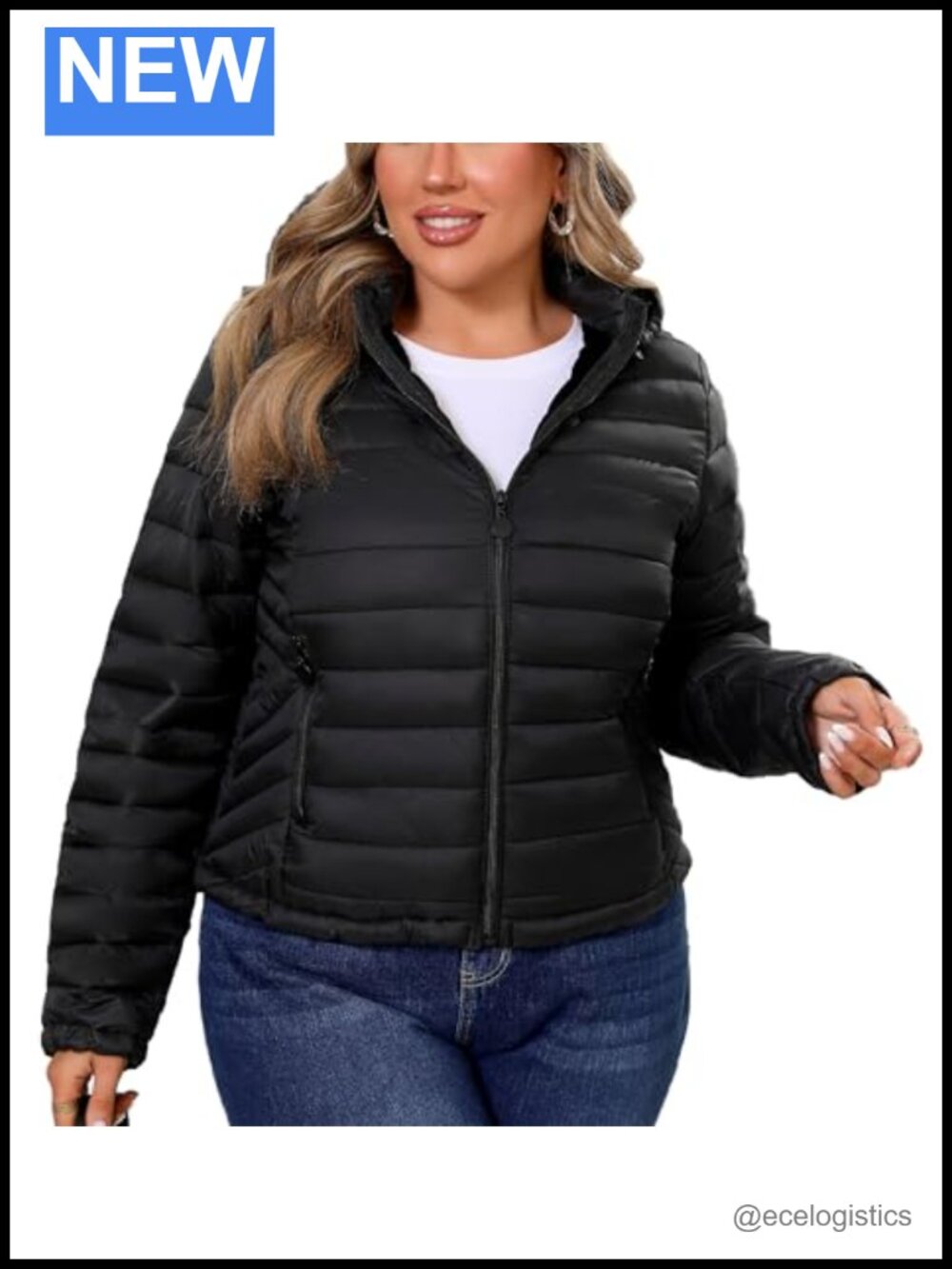 Women's Plus Size Winter Hooded Quilted Lightweight Puffer Jacket 1X-5X